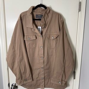 NWT Torrid Brown Button Up Denim Shacket Safari Plus Size 5X